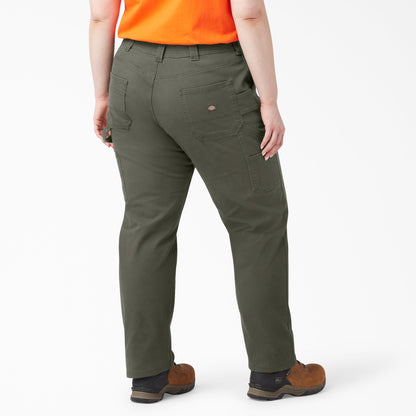 Women's Plus FLEX Relaxed Straight Fit Duck Carpenter Pants - Rinsed Moss Green (RMS)