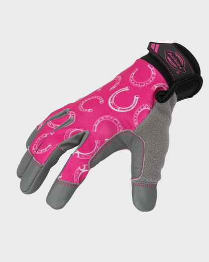 Lawn and Garden Work Gloves with Leather Palm - Hot Pink (C7R)
