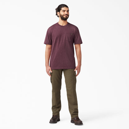 Heavyweight Heathered Short Sleeve Pocket T-Shirt - Burgundy Heather (BYD)
