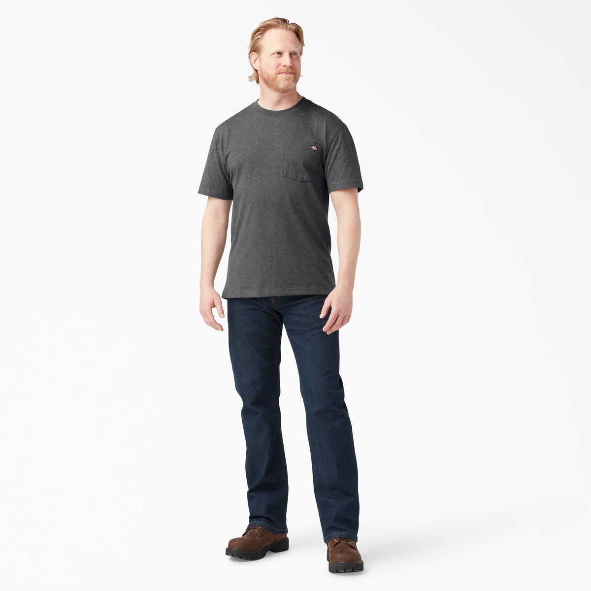 Heavyweight Heathered Short Sleeve Pocket T-Shirt - Charcoal Gray Heather (CGH)