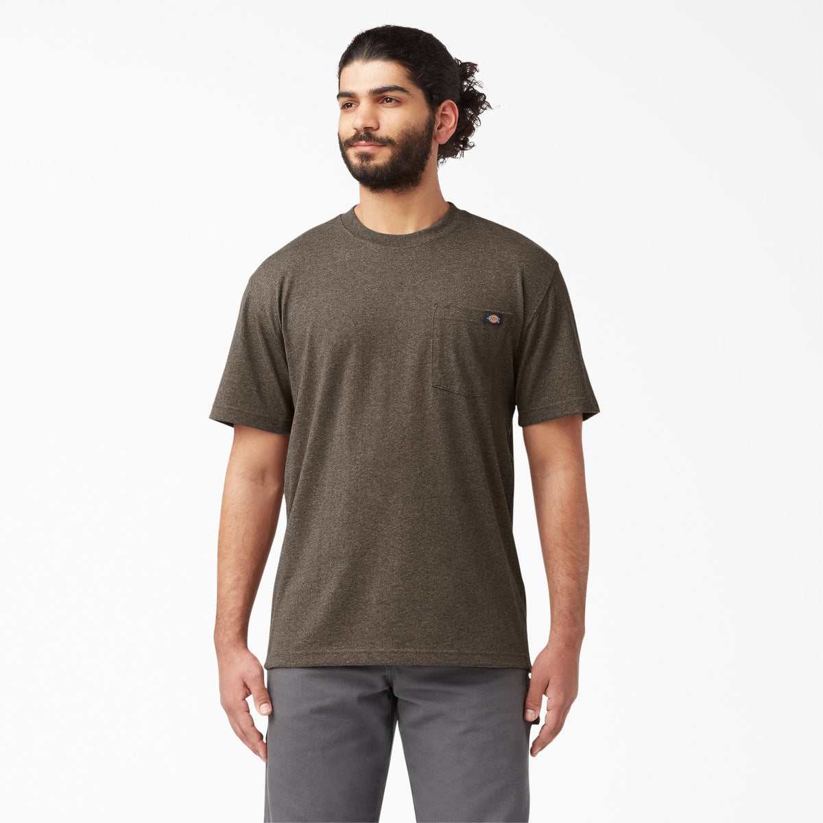 Heavyweight Heathered Short Sleeve Pocket T-Shirt - Chocolate Heather (CTH)