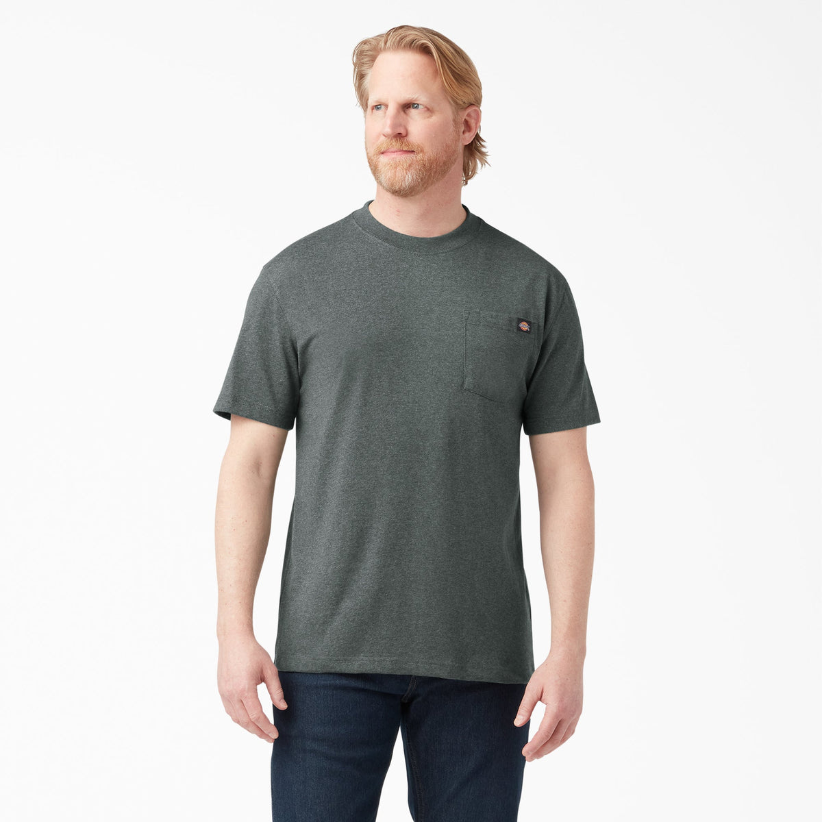 Heavyweight Heathered Short Sleeve Pocket T-Shirt - Hunter Green Heather (GHH)