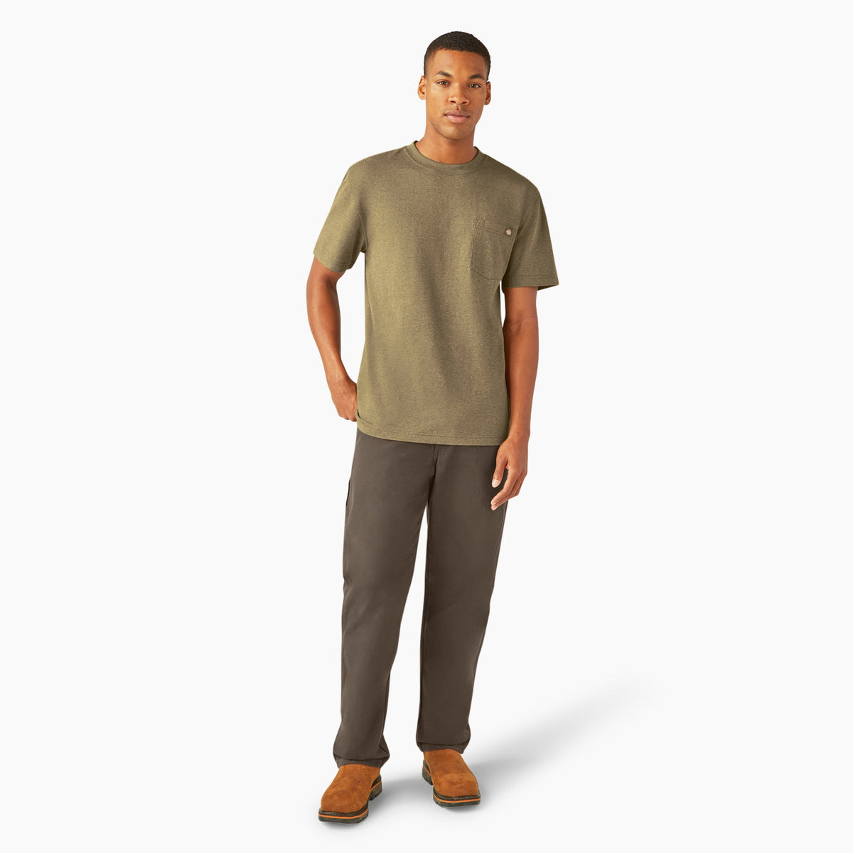 Heavyweight Heathered Short Sleeve Pocket T-Shirt - Sphagnum Heather (J89)