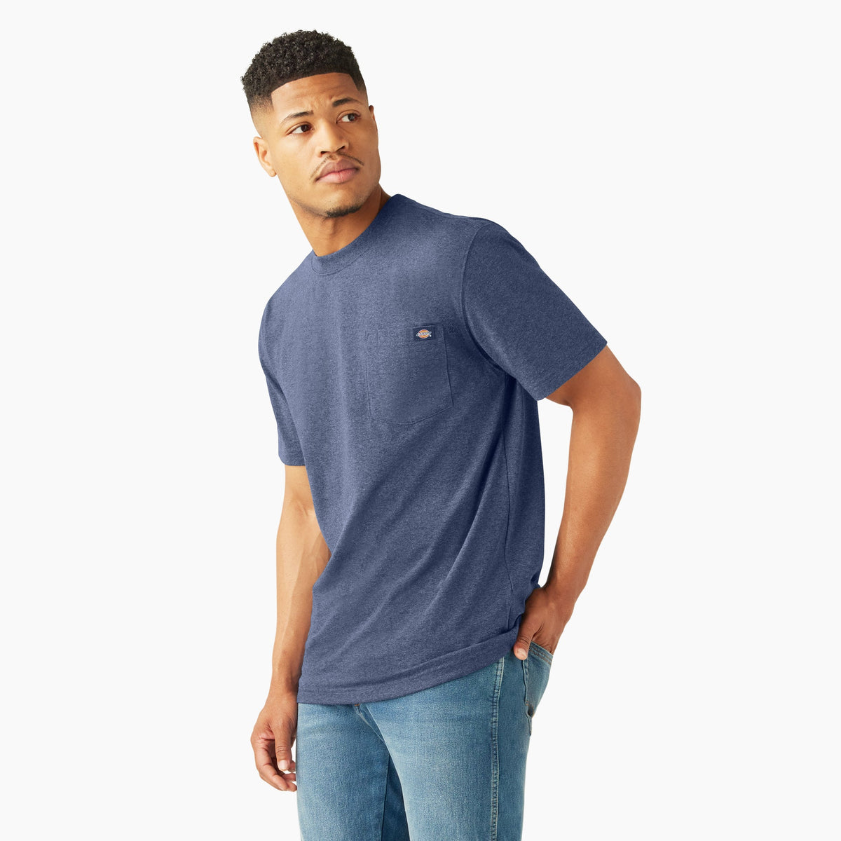 Heavyweight Heathered Short Sleeve Pocket T-Shirt - Dark Denim Heather (J90)