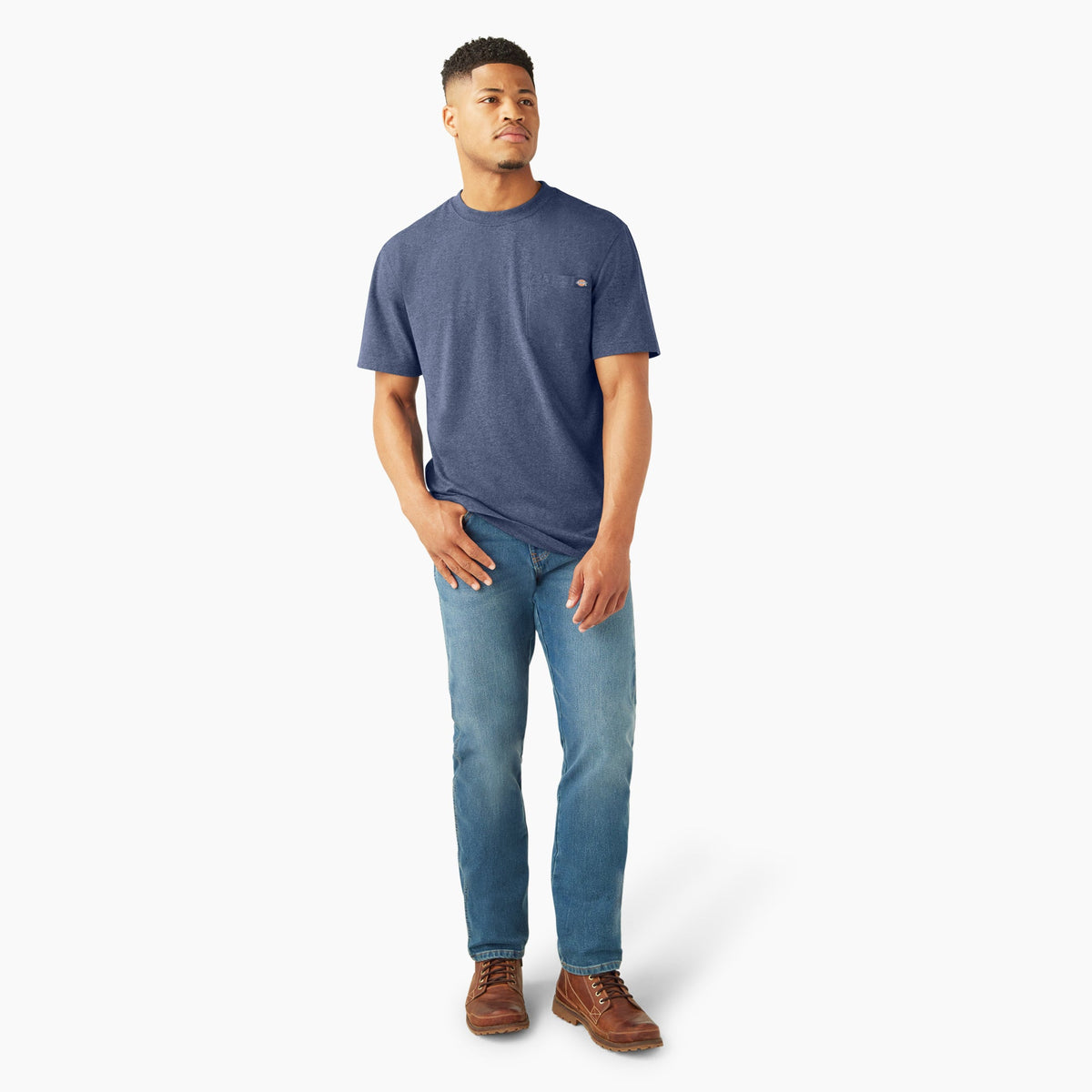 Heavyweight Heathered Short Sleeve Pocket T-Shirt - Dark Denim Heather (J90)