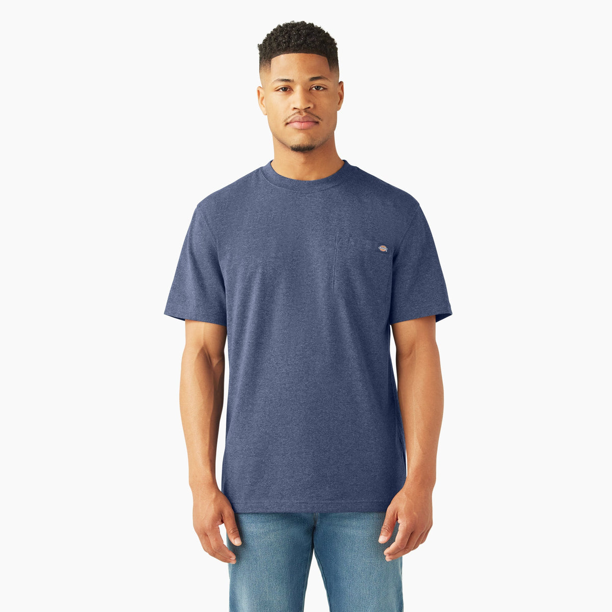 Heavyweight Heathered Short Sleeve Pocket T-Shirt - Dark Denim Heather (J90)