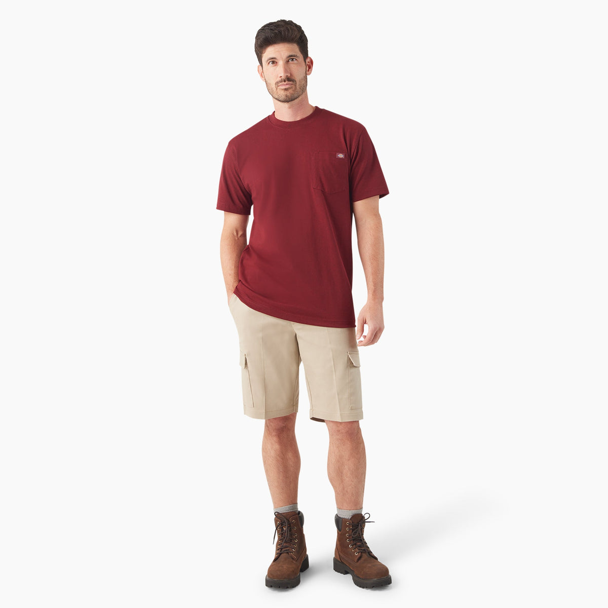 Heavyweight Heathered Short Sleeve Pocket T-Shirt - English Red Heather (K51)