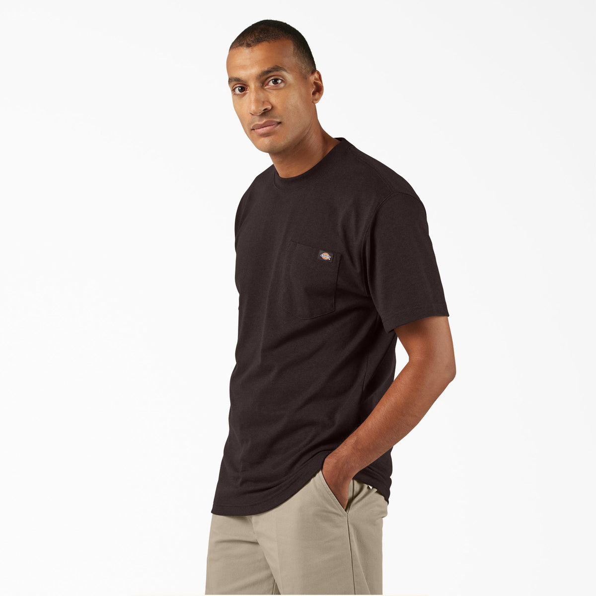 Heavyweight Heathered Short Sleeve Pocket T-Shirt - Dark Brown Heather (L03)