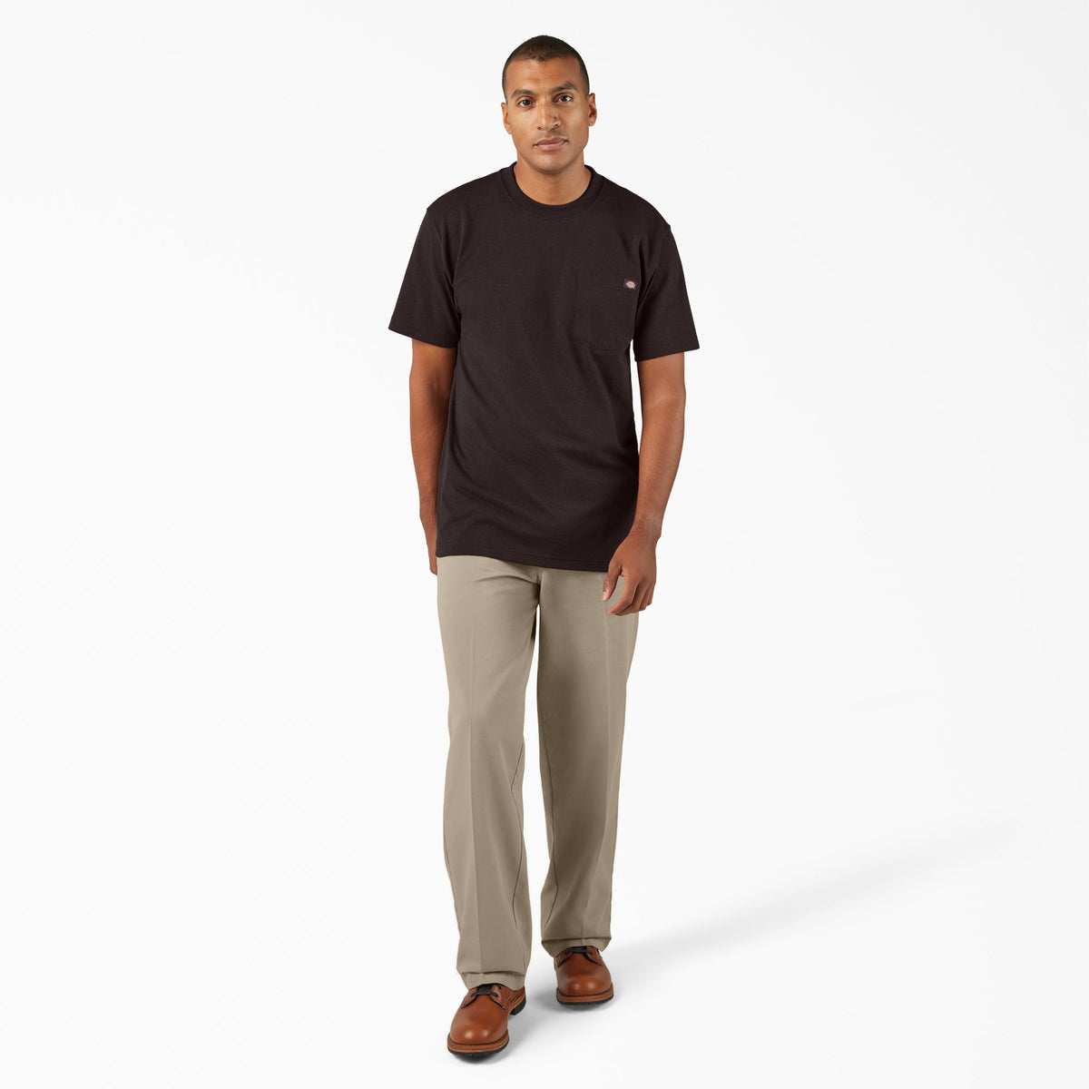Heavyweight Heathered Short Sleeve Pocket T-Shirt - Dark Brown Heather (L03)