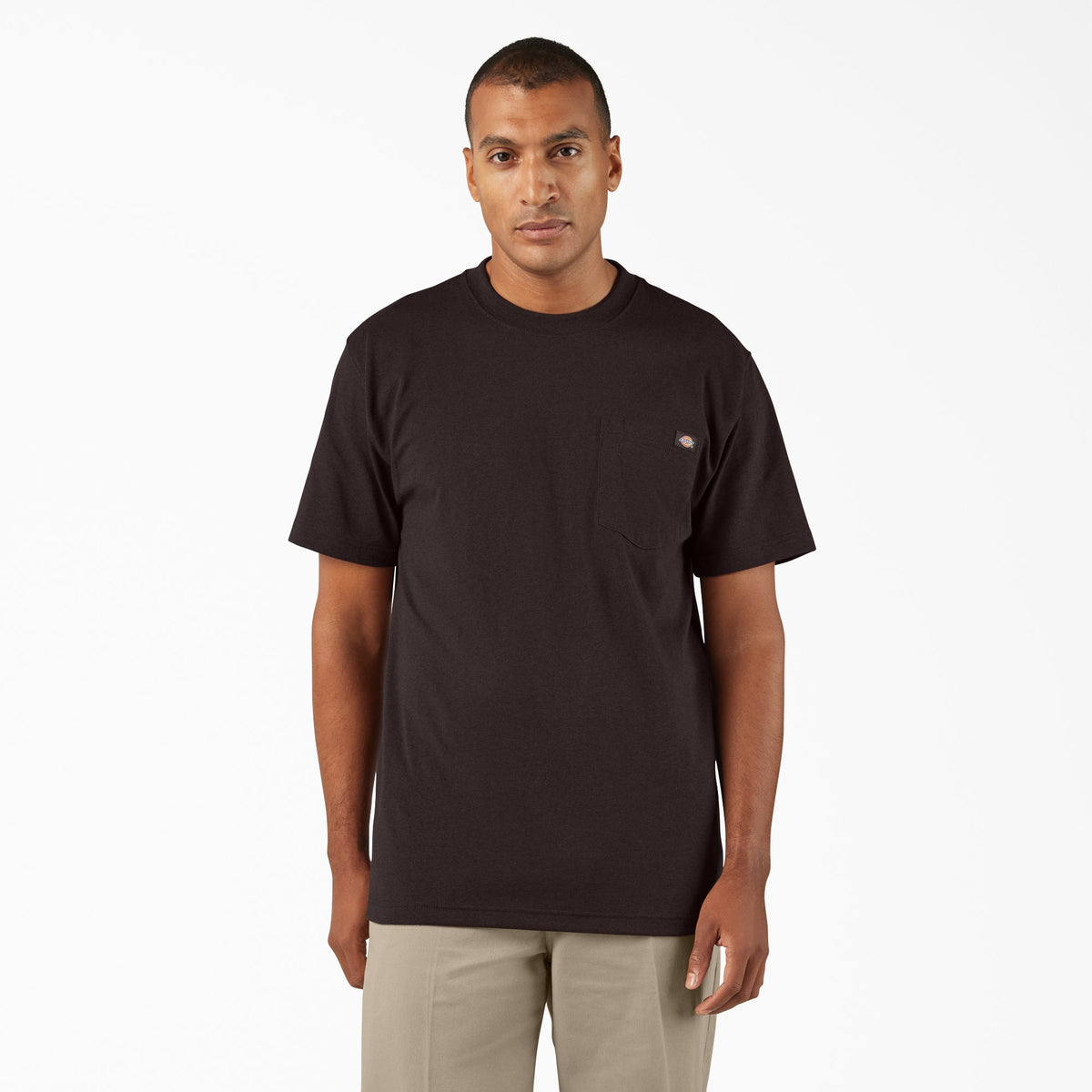 Heavyweight Heathered Short Sleeve Pocket T-Shirt - Dark Brown Heather (L03)
