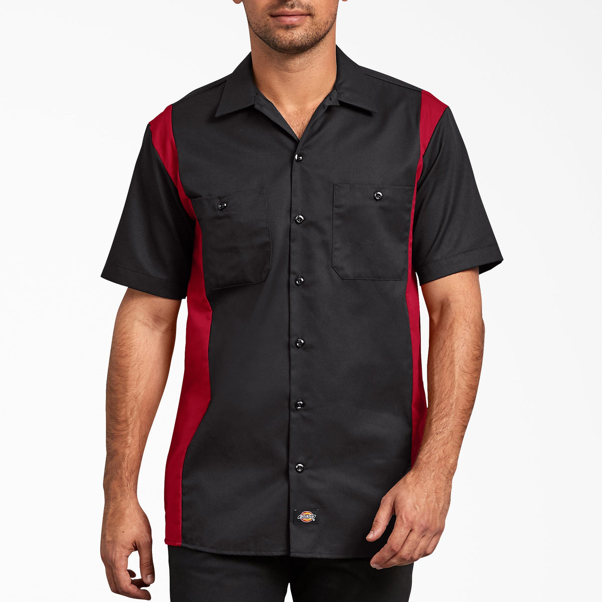 Two-Tone Short Sleeve Work Shirt - Black/English Red (BKER)