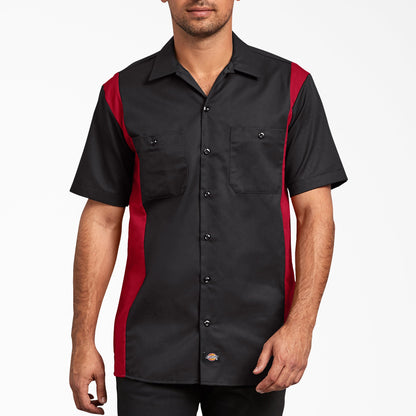 Two-Tone Short Sleeve Work Shirt - Black/English Red (BKER)