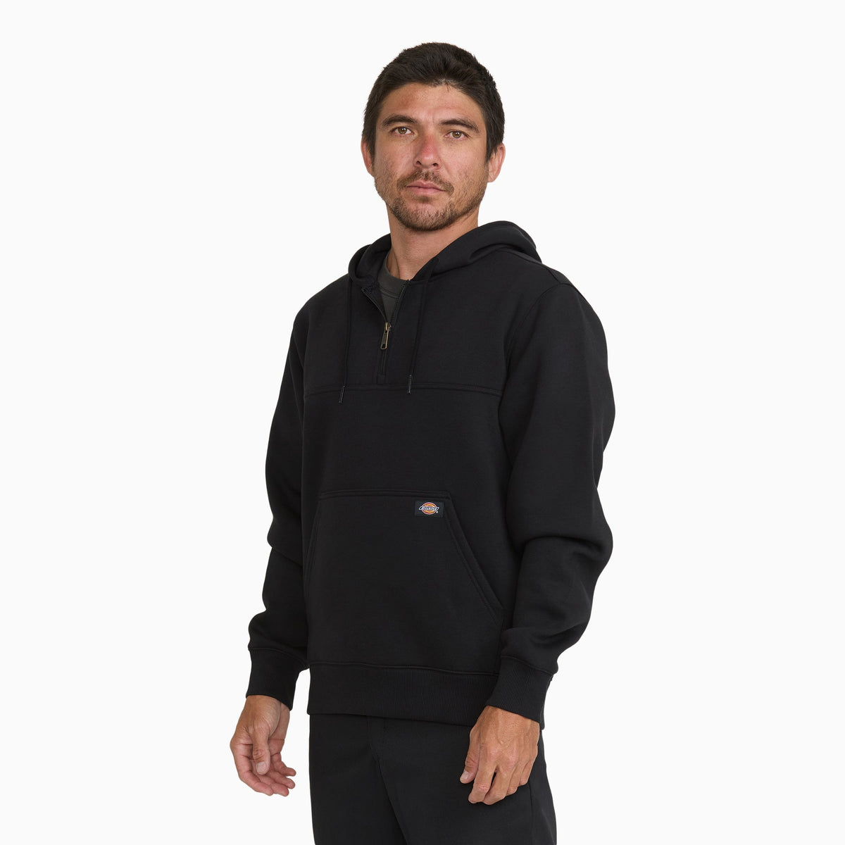 Water Repellent Heavyweight Fleece 1/4 Zip Hoodie - Black (BLK)