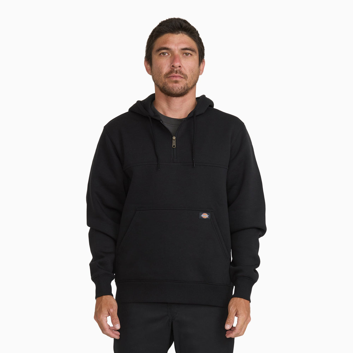 Water Repellent Heavyweight Fleece 1/4 Zip Hoodie - Black (BLK)